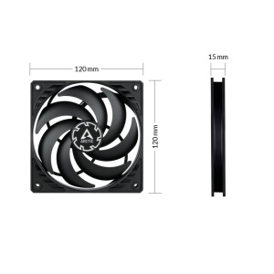 3 X Ventilator za kućište Arctic P12 Slim PWM PST, 15 mm thick,12cm, 4 pin, black, ACFAN00275A - Img 3