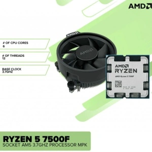 CPU AMD Ryzen 5 7500F, 3.7GHz (5.0GHz), 6C/12T, 32+6MB, 65W, AM5, tray