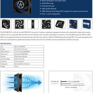 Ventilator za kućište ARCTIC P8 PWM PST (Black), 80mm, 4 pin, 4 pin, ACFAN00150A - Img 5