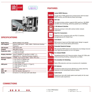 MB MSI B850M GAMING PLUS WIFI6E, 2X8PIN CPU - Img 4