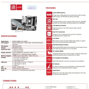 MB MSI B850M GAMING PLUS WIFI6E, 2X8PIN CPU - Img 4