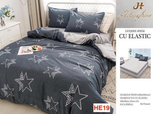 Lenjerie Cu Elastic Din Bumbac Satinat Cu 4 Piese Cod HE19