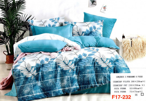 Lenjerii de pat cu 6 piese din bumbac satinat Pucioasa F17-232