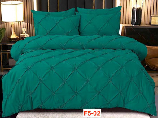 Lenjerii de pat din finet cu pliuri brodate, 6 piese F5-02