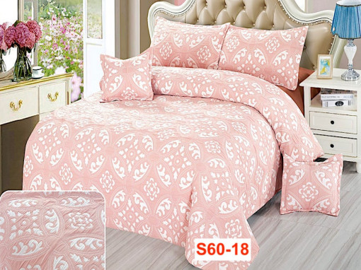 Lenjerii Din Bumbac Creponat Cu 6 Piese Pt Pat Dublu Cod S60-18