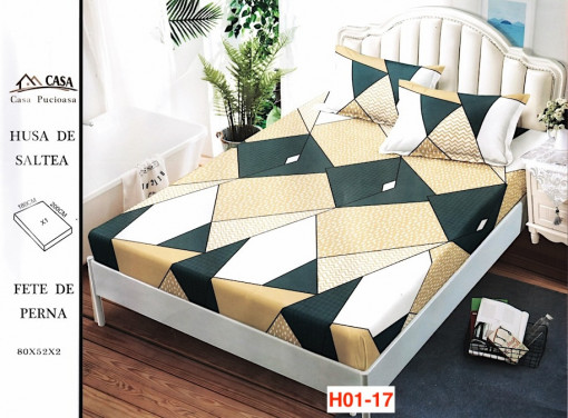 Huse De Pat Cu Elastic Din Finet Si 2 Fete De Perna H01-17