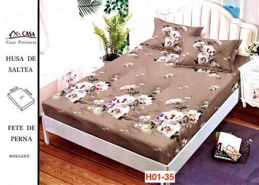 Huse De Pat Cu Elastic Din Finet Si 2 Fete De Perna H01-35