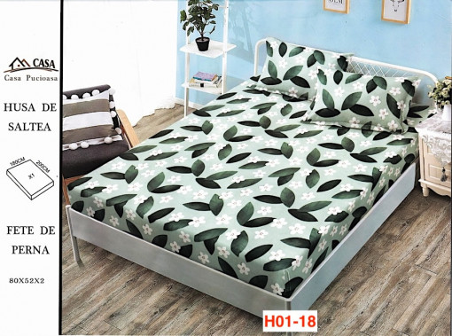 Huse De Pat Cu Elastic Din Finet Si 2 Fete De Perna H01-18
