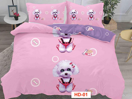 Lenjerie cu 4 piese din bumbac satinat fin HD-01