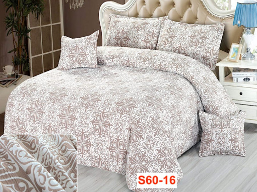 Lenjerii Din Bumbac Creponat Cu 6 Piese Pt Pat Dublu Cod S60-16