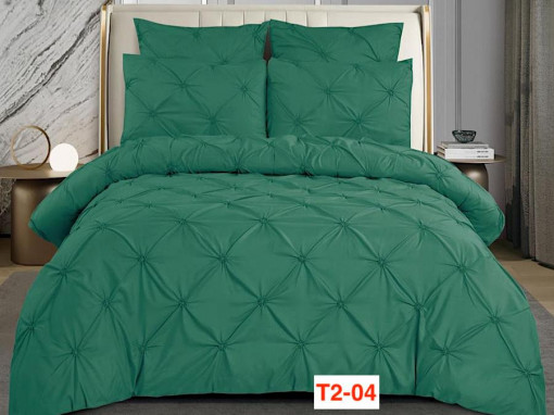 Lenjerii de pat din finet cu pliuri brodate, cu elastic, 6 piese T2-04