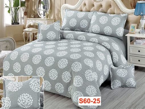 Lenjerii Din Bumbac Creponat Cu 6 Piese Pt Pat Dublu Cod S60-25