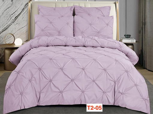 Lenjerii de pat din finet cu pliuri brodate, cu elastic, 6 piese T2-05
