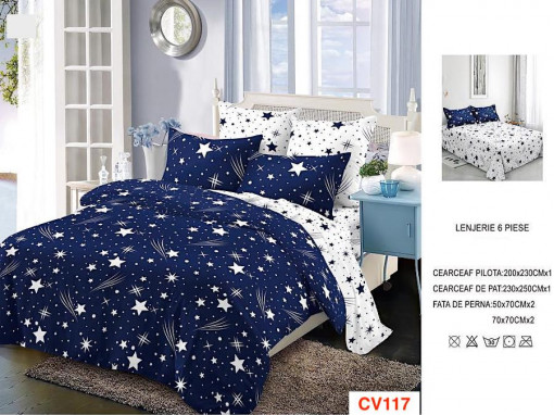 Lenjerii de pat din finet cu 6 piese Cod CV117