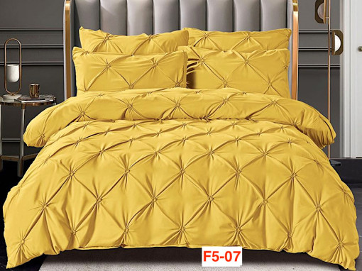 Lenjerii de pat din finet cu pliuri brodate, 6 piese F5-07