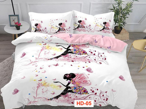 Lenjerie cu 4 piese din bumbac satinat fin HD-05