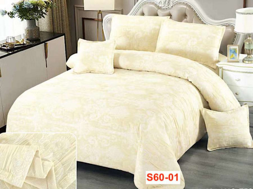 Lenjerii Din Bumbac Creponat Cu 6 Piese Pt Pat Dublu Cod S60-01