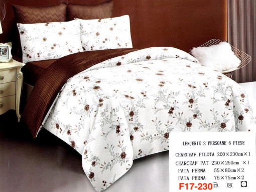 Lenjerii de pat cu 6 piese din bumbac satinat Pucioasa F17-230