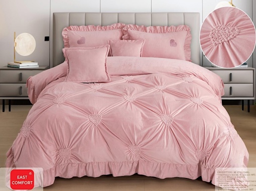 Lenjerii de pat din catifea cu broderie, 6 piese, STB02