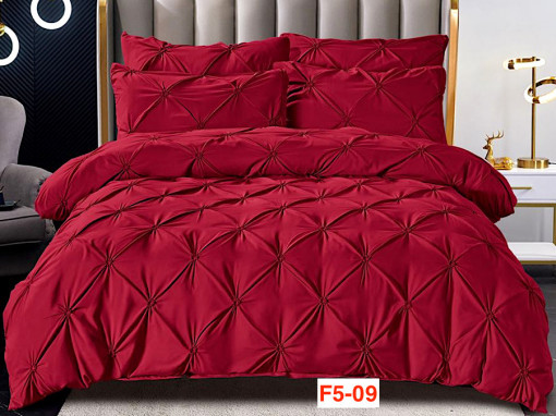 Lenjerii de pat din finet cu pliuri brodate, 6 piese F5-09