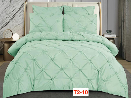 Lenjerii de pat din finet cu pliuri brodate, cu elastic, 6 piese T2-10