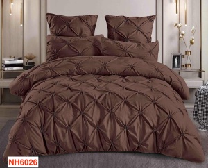 Lenjerii de pat cu pliuri brodate si cearceaf cu elastic NH6026