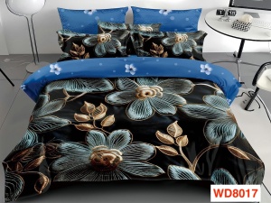 Lenjerii de pat cu imprimeu 5D, cearceaf cu elastic, 4 piese, cod WD8017