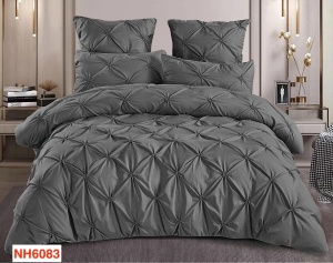 Lenjerii de pat cu pliuri brodate si cearceaf cu elastic NH6083