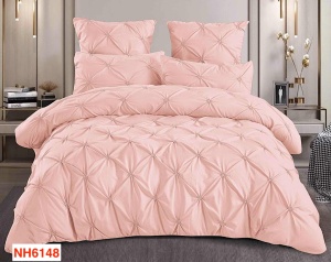 Lenjerii de pat cu pliuri brodate si cearceaf cu elastic NH6148