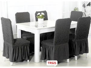 Huse Elastice Pt Scaune, Universale, 6 Buc./Set, Creponate Cu Volan, Cod TRS21 - Img 2