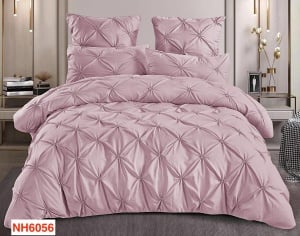 Lenjerii de pat cu pliuri brodate si cearceaf cu elastic NH6056