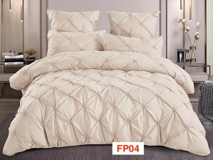 Lenjerii de pat din finet cu pliuri brodate, 6 piese FP04