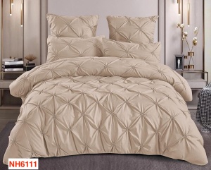 Lenjerii de pat cu pliuri brodate si cearceaf cu elastic NH6111