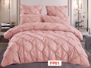 Lenjerii de pat din finet cu pliuri brodate, 6 piese FP01