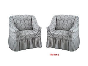 Huse Elastice Pt Fotolii Set Cu 2 Buc., Jacquard, Cu Volan, Cod TRF40-2