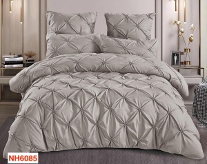 Lenjerii de pat cu pliuri brodate si cearceaf cu elastic NH6085