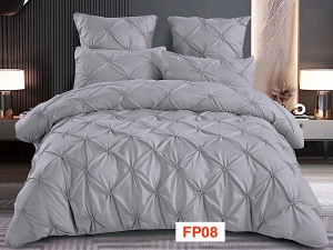 Lenjerii de pat din finet cu pliuri brodate, 6 piese FP08