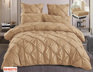 Lenjerii de pat cu pliuri brodate si cearceaf cu elastic NH6070