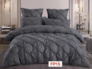 Lenjerii de pat din finet cu pliuri brodate, 6 piese FP15