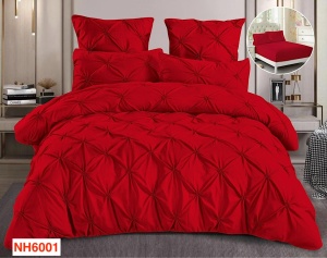Lenjerii de pat cu pliuri brodate si cearceaf cu elastic NH6001