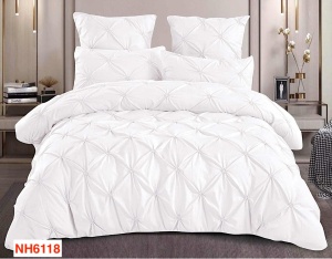 Lenjerii de pat cu pliuri brodate si cearceaf cu elastic NH6118