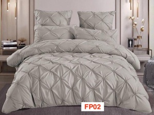 Lenjerii de pat din finet cu pliuri brodate, 6 piese FP02