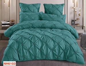 Lenjerii de pat cu pliuri brodate si cearceaf cu elastic NH6103