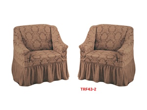 Huse Elastice Pt Fotolii Set Cu 2 Buc., Jacquard, Cu Volan, Cod TRF43-2