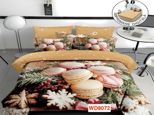Lenjerii de pat cu imprimeu 5D, cearceaf cu elastic, identice cu poza, WD8072