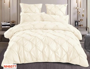 Lenjerii de pat cu pliuri brodate si cearceaf cu elastic NH6077