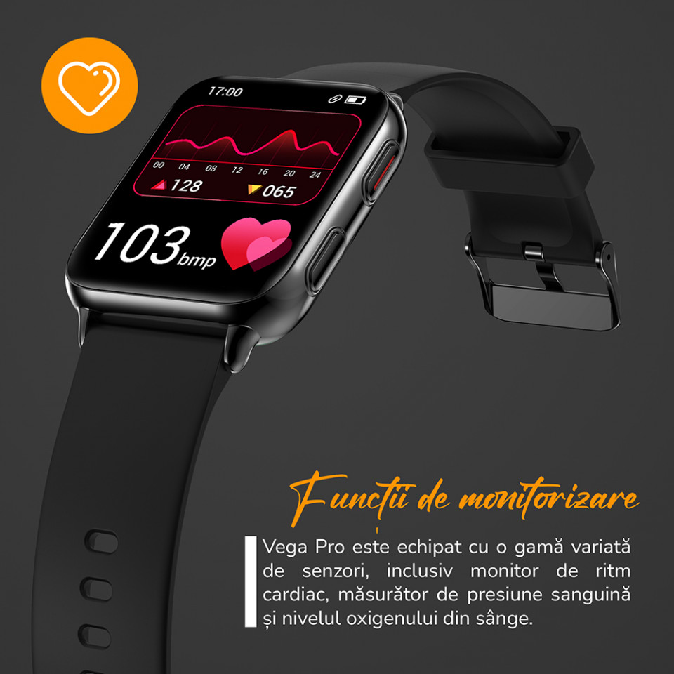 Smartwatch AMOLED E-Boda SQ - Vega Pro, Procesor Realtek, Standard
