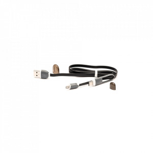 Cablu USB cu MicroUSB si Adaptor Type-C E-Boda CML QC301 - Negru - Img 2