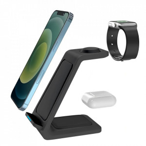 Incarcator Wireless 3 In 1 E-Boda Mobile Station, Negru - Img 2