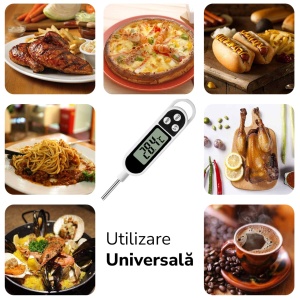 Termometru Digital de Bucatarie TE10 – Lungime Sonda 24.5 cm, Rezistent la Apă, Pentru Carne, Grătar, Lapte, Lichide, Alb - Img 4